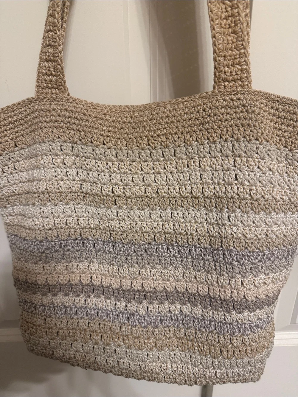 The Sak - Neutral Striped Crochet Tote Bag - Beige